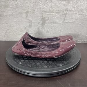 Tory Burch Womens Size 7 M Burgandy Leather Ballet Leather Flats Shoes